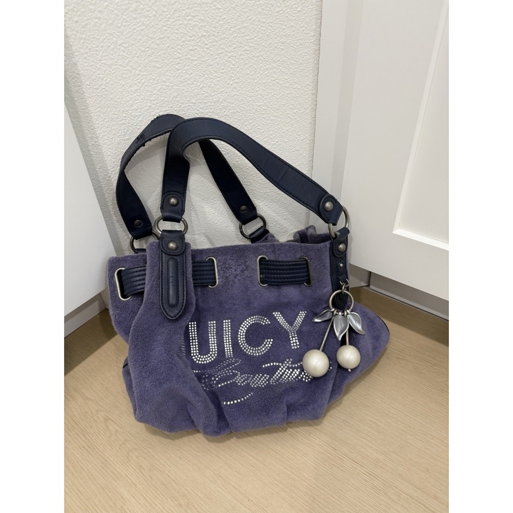Juicy Couture purple velour/terry bag 2012 Y2K VTG Purse Charms